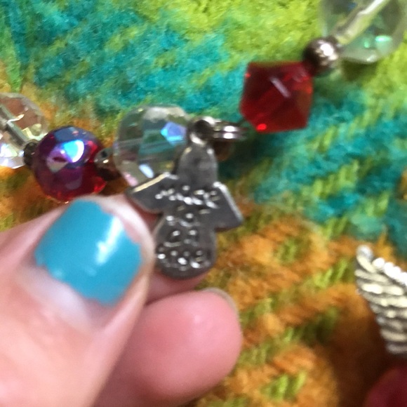 VINTAGE GLASS BEAD ANGEL BRACELET + KEYCHAIN SET - Picture 3 of 4